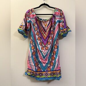 Flying‎ Tomato Anthropologie Boho Multicolor Patterned Dress - L